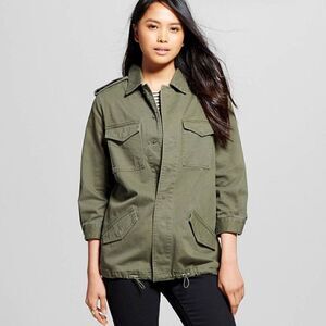 WHO WHAT WEAR Oversized Military Canvas 100% Cotton Jacket M